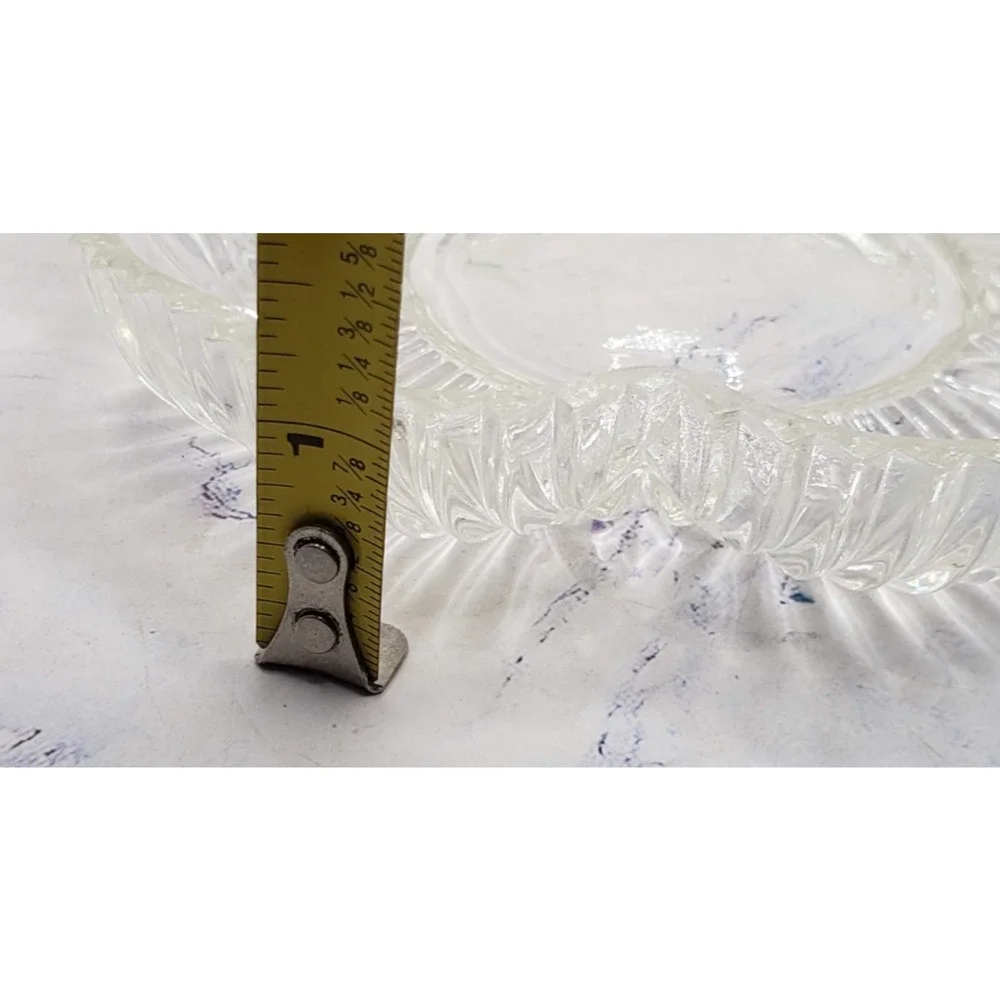 Vintage Clear Glass Clover Shamrock Shaped Trinket Candy Dish 6